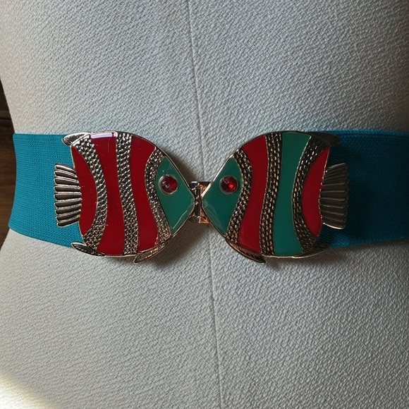 Aqua Elastic Kissing Fish Belt - Picture 2 of 7